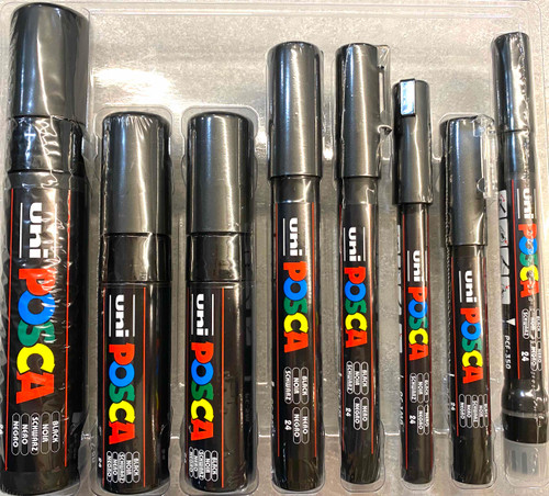 Uniball POSCA Black Set Of 8 Tip Sizes Only In Black