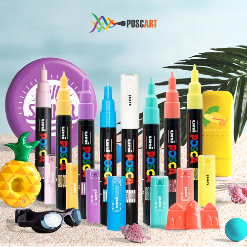 Uniball POSCA PC-5M (PC5MSC8C) Soft Pastel Colours In A Pack Kit Of 8 Paint  Marker Pens
