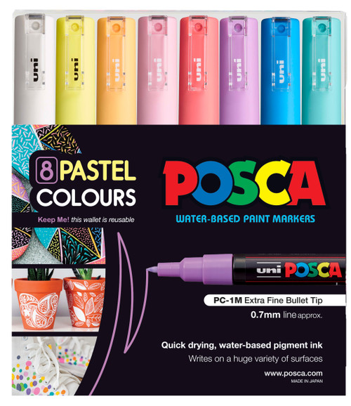 Uniball POSCA PC-3M (PC3MSC8C) Soft Pastel Colours In A Pack Kit Of 8 Paint  Marker Pens