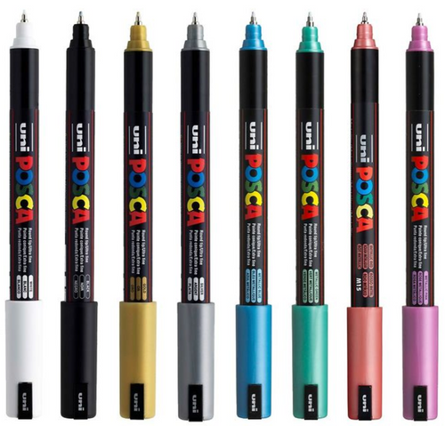 Posca Black & White - Fine to Medium Set of 8 Pens (PC-1MR, PC-1M