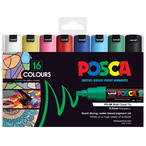  UNI-Ball POSCA Marker Pen PC-17K - XXL Chisel Tip for Large  Backgrounds - Full Range of 10 Colours : Office Products