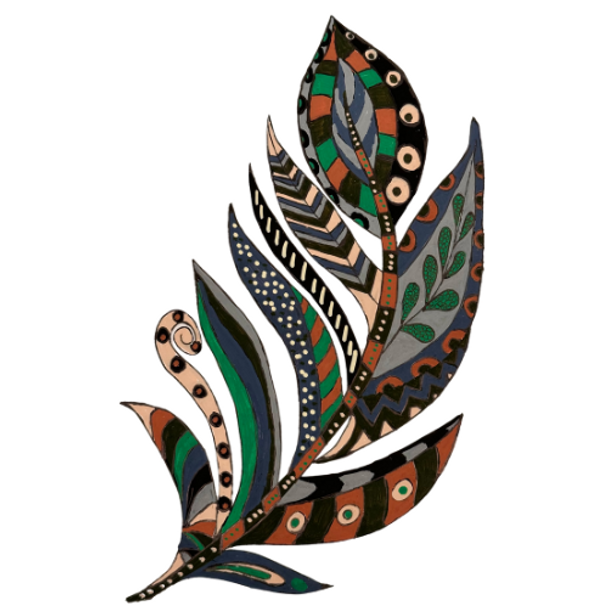 Detailed feather illustration using earth tones from POSCA PC-3M Army marker set