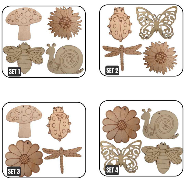 Wooden Nature Shape Sets – Laser-Cut Craft Blanks (Sets 1–4) | POSCART
