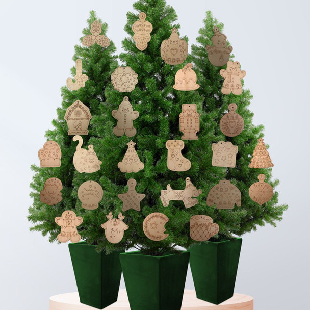 DIY Wooden Christmas Ornament Craft Decorations | Assorted Set of 4 | POSCART