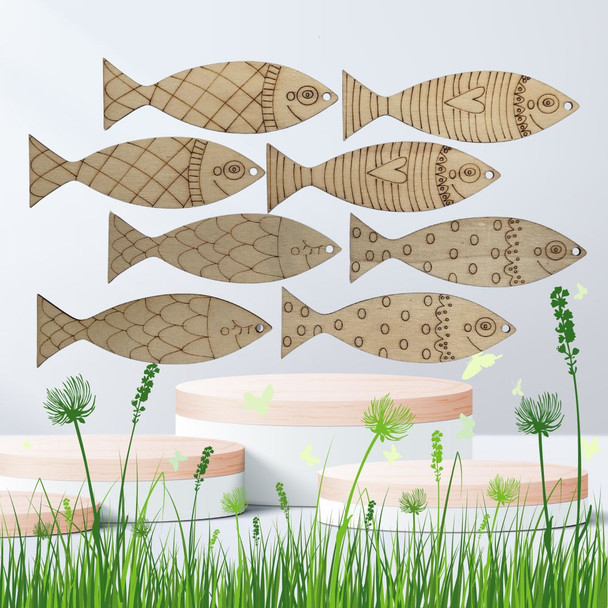 Set of DIY Wooden Fish Craft Decorations featuring 8 marine-themed cut-outs in 4 unique fish designs. Each piece is made from smooth, high-quality wood, perfect for painting, colouring, or personalising. Ideal for party décor, creative crafting, and marine-themed decorations.
