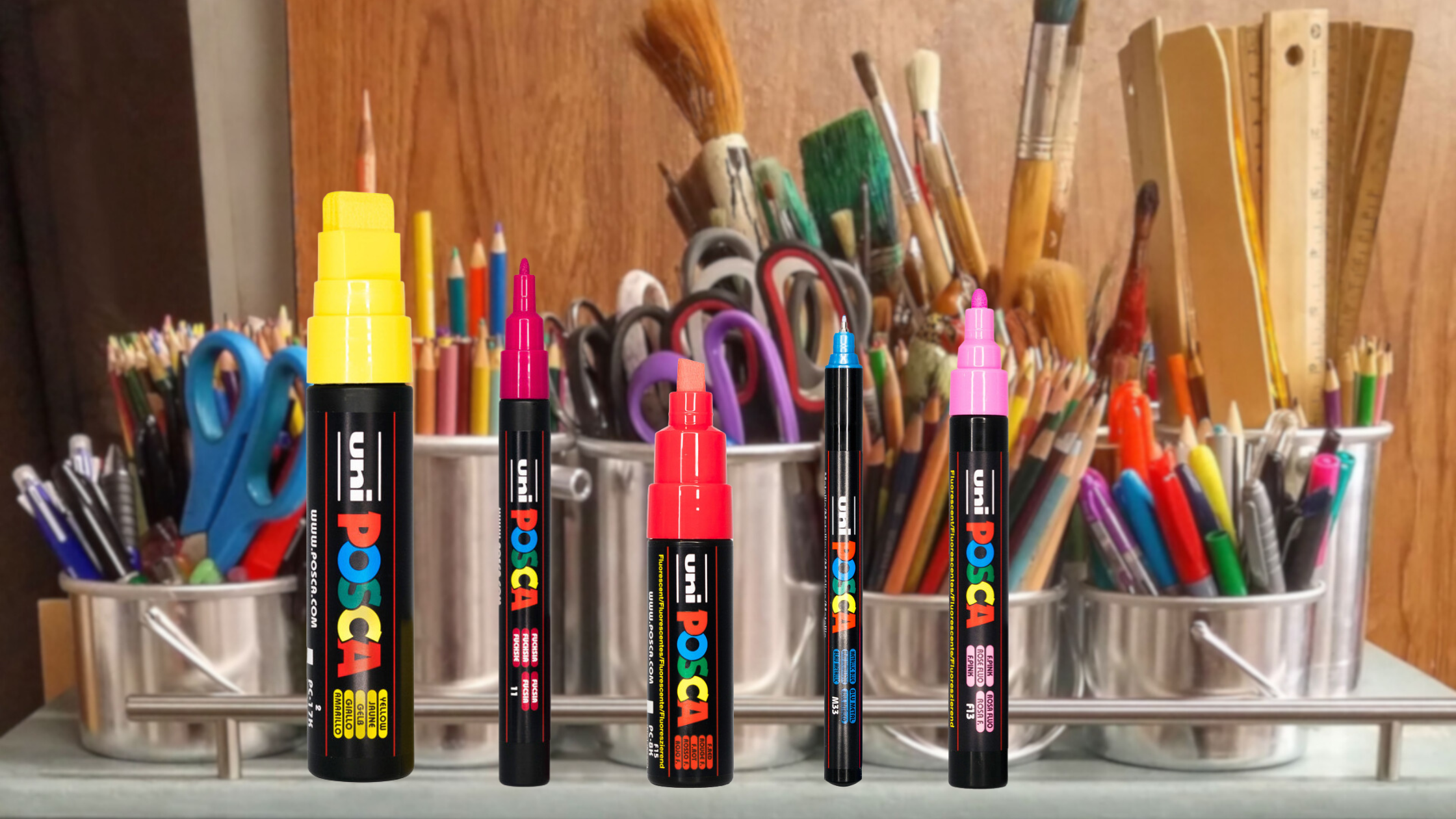 Posca Pen Brush Set - Posca Markers - Artworx Art Supplies