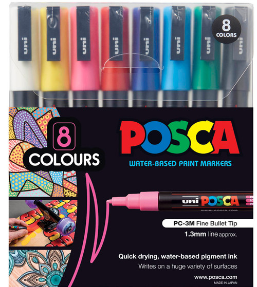 PC-5M, PC-7M, PC-3M POSCA Black /& White Bullet Tip Set of 6 Pens