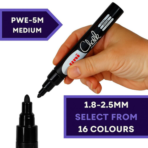 UNI CHALK PWE-5M FL YELLOW MARKER BULLET TIP (1.8-2.5 - View #12