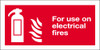 Fire extinguisher sign, for use on electrical fires