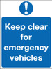 Keep clear for emergency vehicles sign