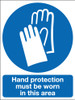 Hand protection must be worn in this area  sign