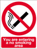 You are entering a no smoking area sign