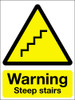 Warning steep stairs sign