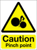 Caution pinch point adhesive sign