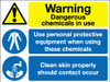Warning dangerous chemicals in use sign