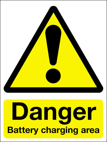 Danger battery charging area safety sign