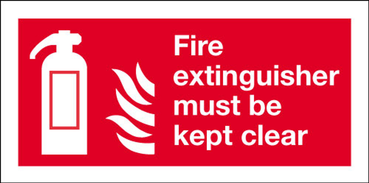Fire extinguisher sign, must be kept clear