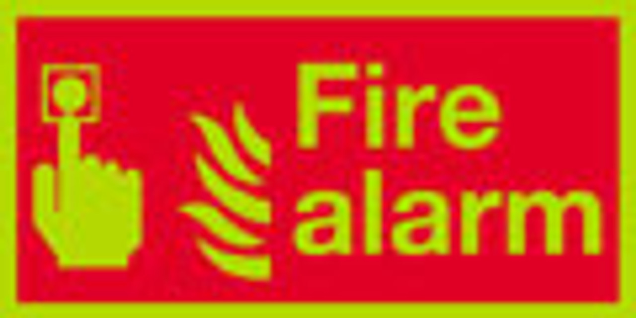 Photoluminescent fire alarm sign