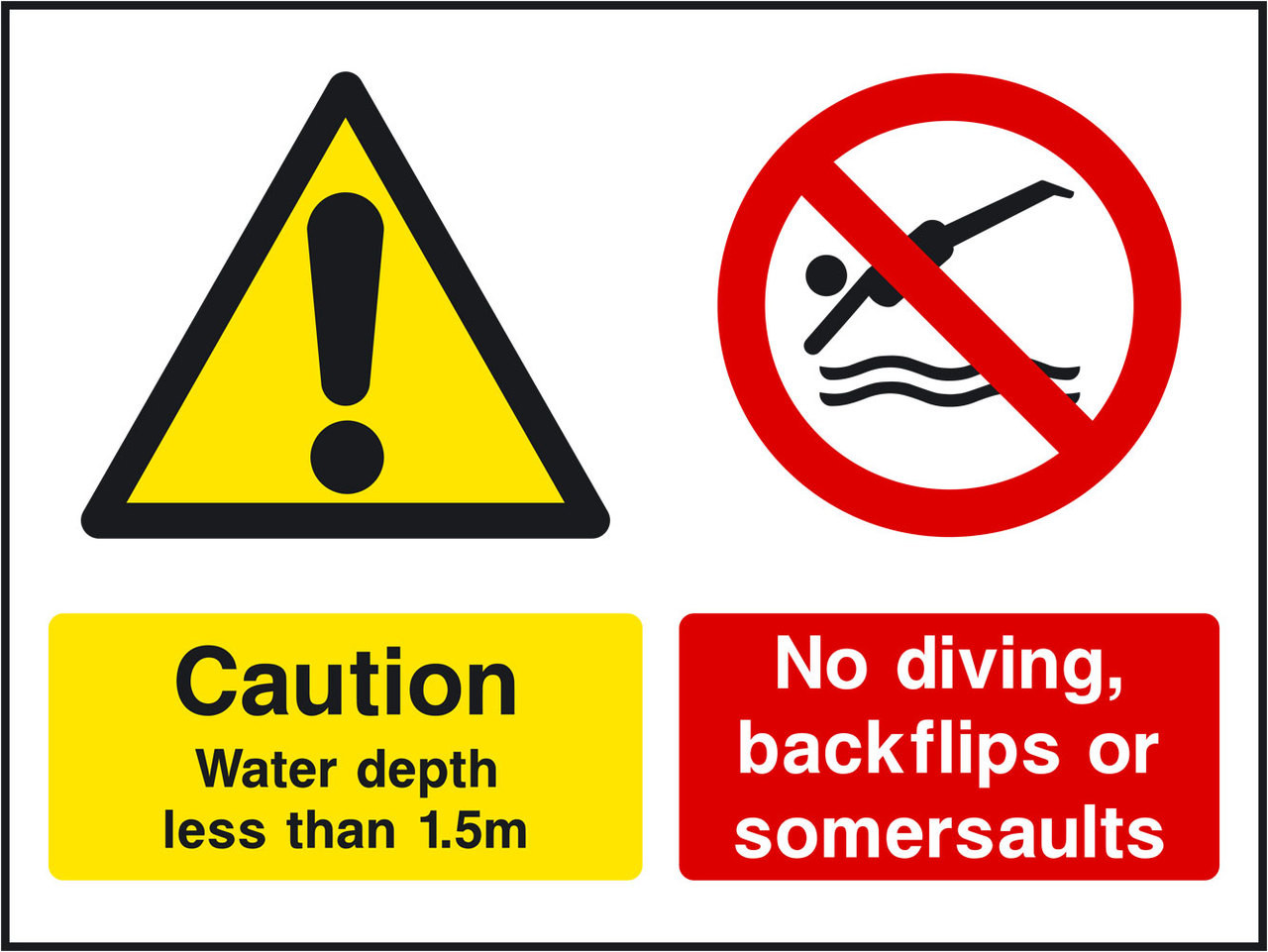 Caution water depth less than 1.5m No diving