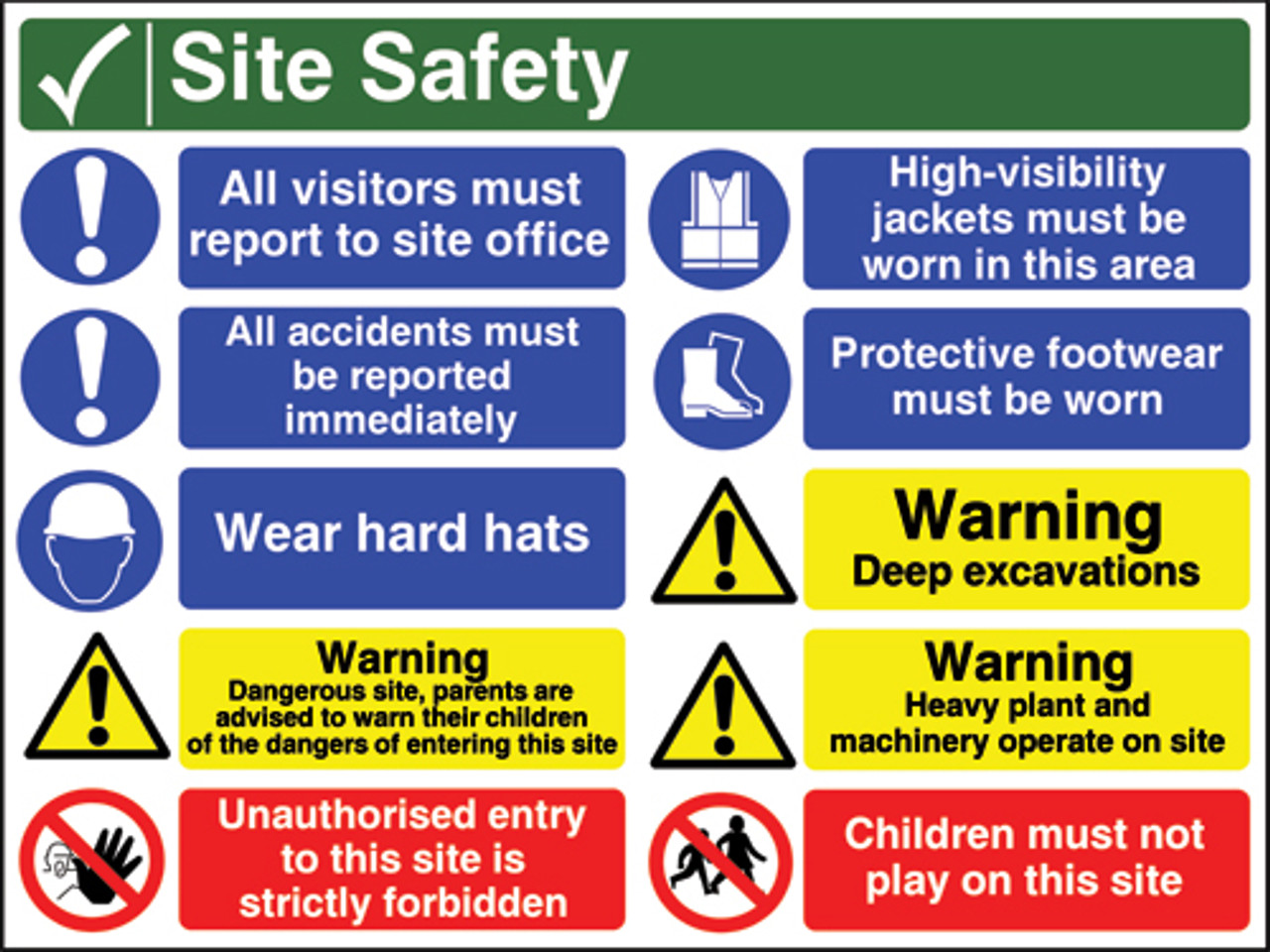 Site Safety sign All visitors must report to site office... Correx Sign