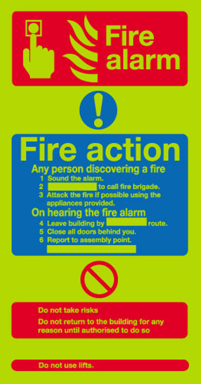 Nite-glo Fire alarm Fire action notice