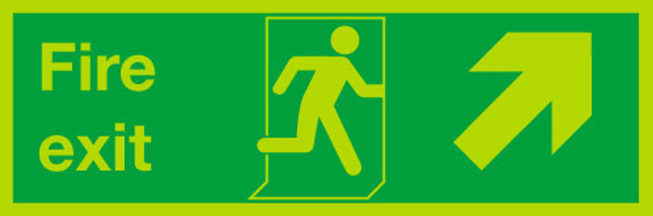 Fire exit Up Right sign, nite-glo
