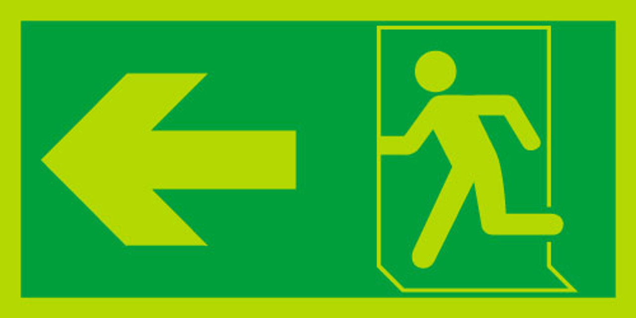 Night glo fire exit sign, Running man Arrow left