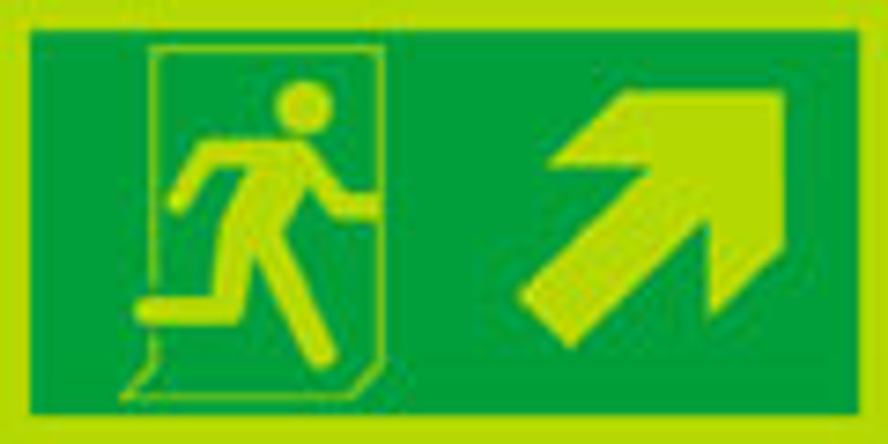 Night glo fire exit sign, Running man Arrow up right