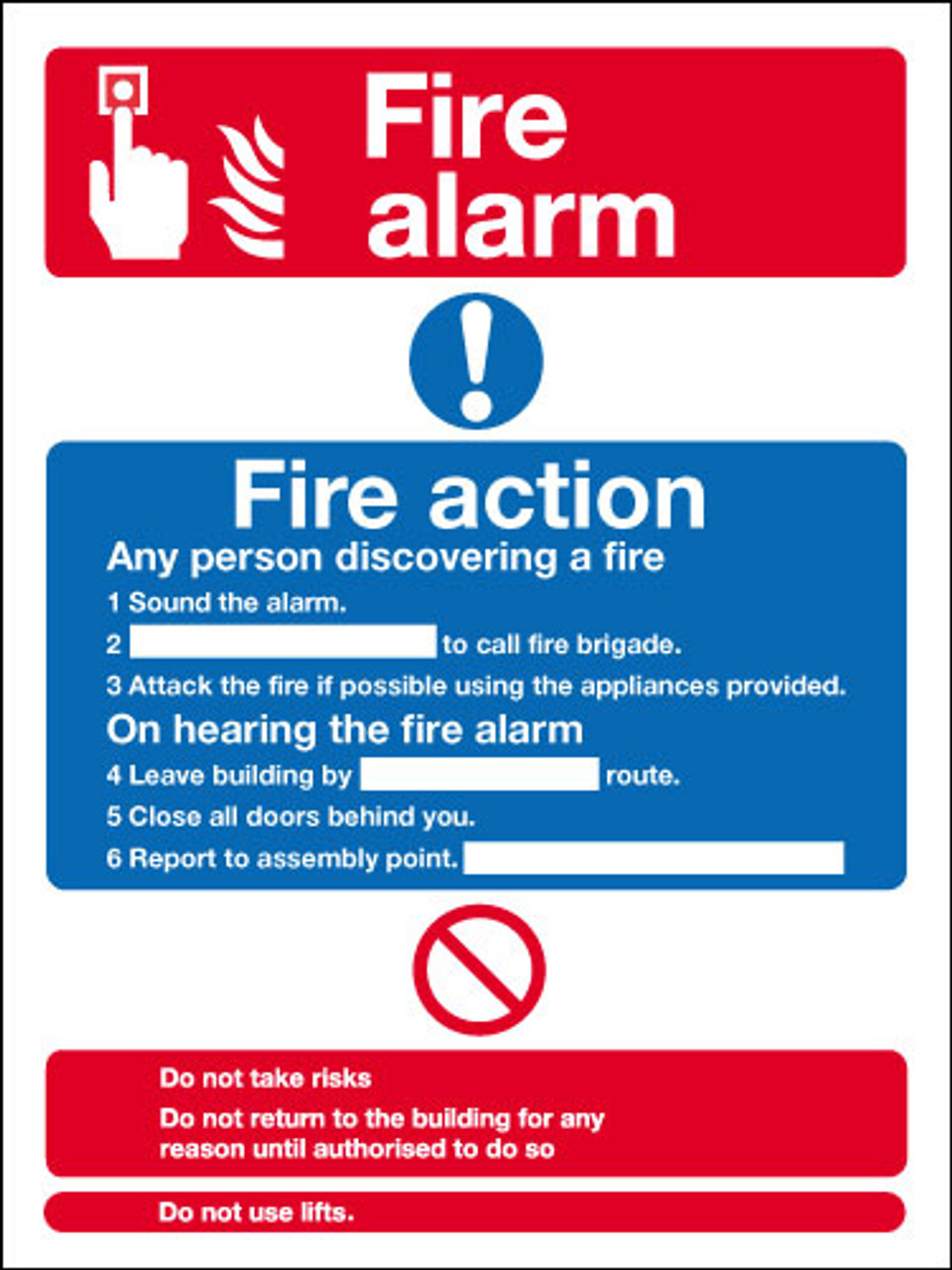 Fire alarm /Fire action sign