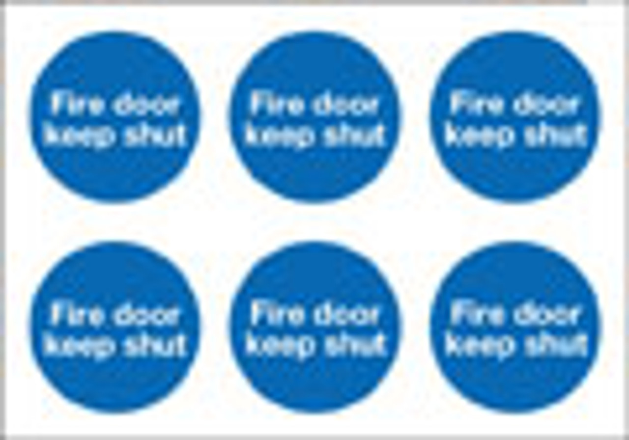 Fire action keep shut labels on sheet