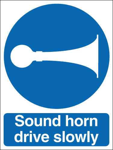 Sicherheitsschild 'Sound Your Horn Drive Slowly' – Warnschild Für Zufahrt & Hof