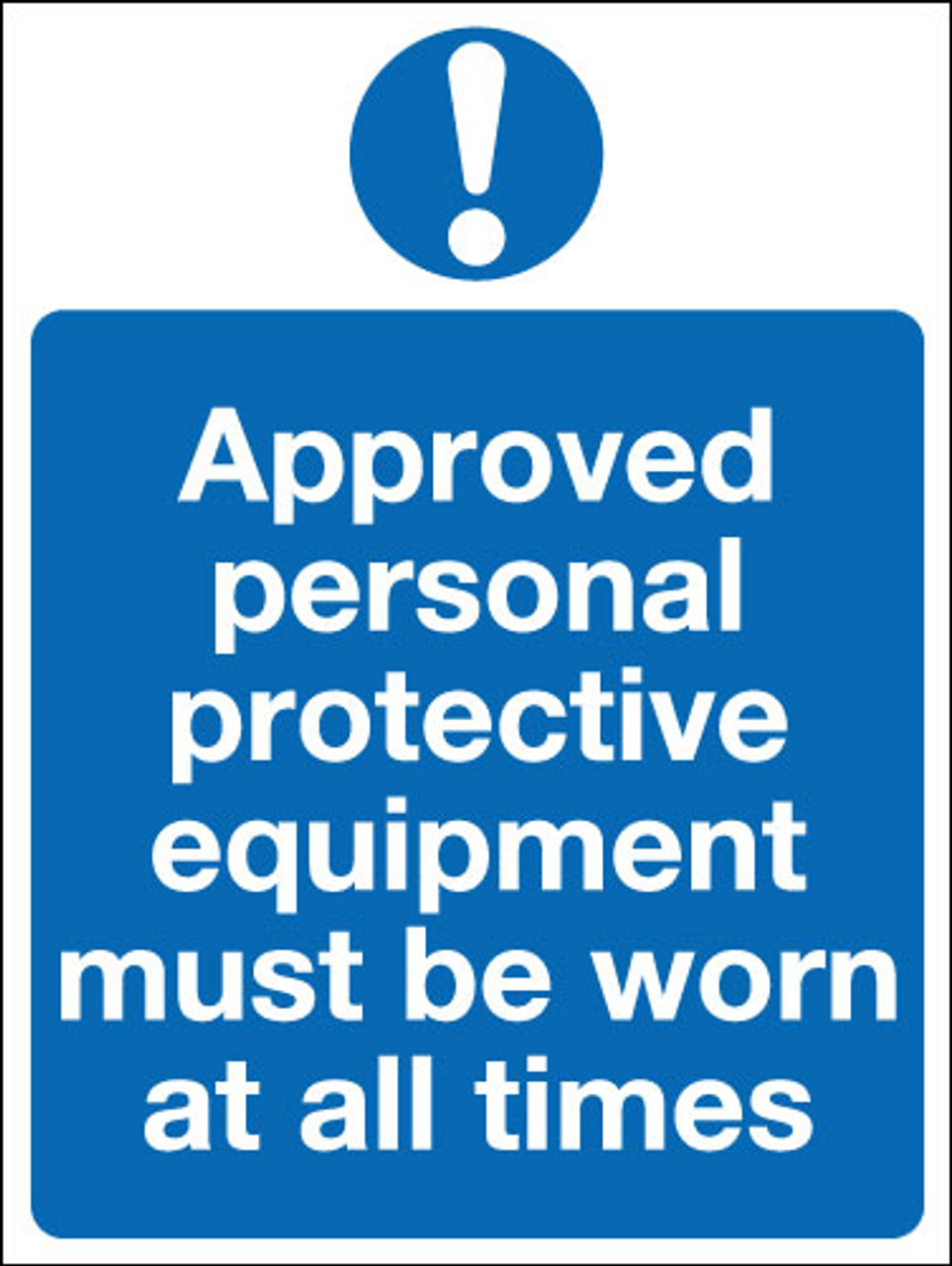 Approved personal protective equipment must be worn at all times sign