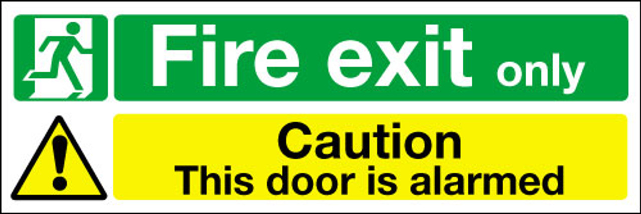 Sign Fire exit only,door alarmed