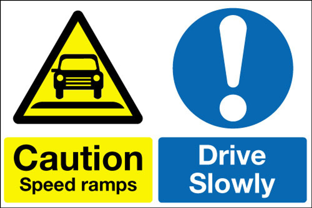 Caution speed ramps  Drive slowly multi message sign