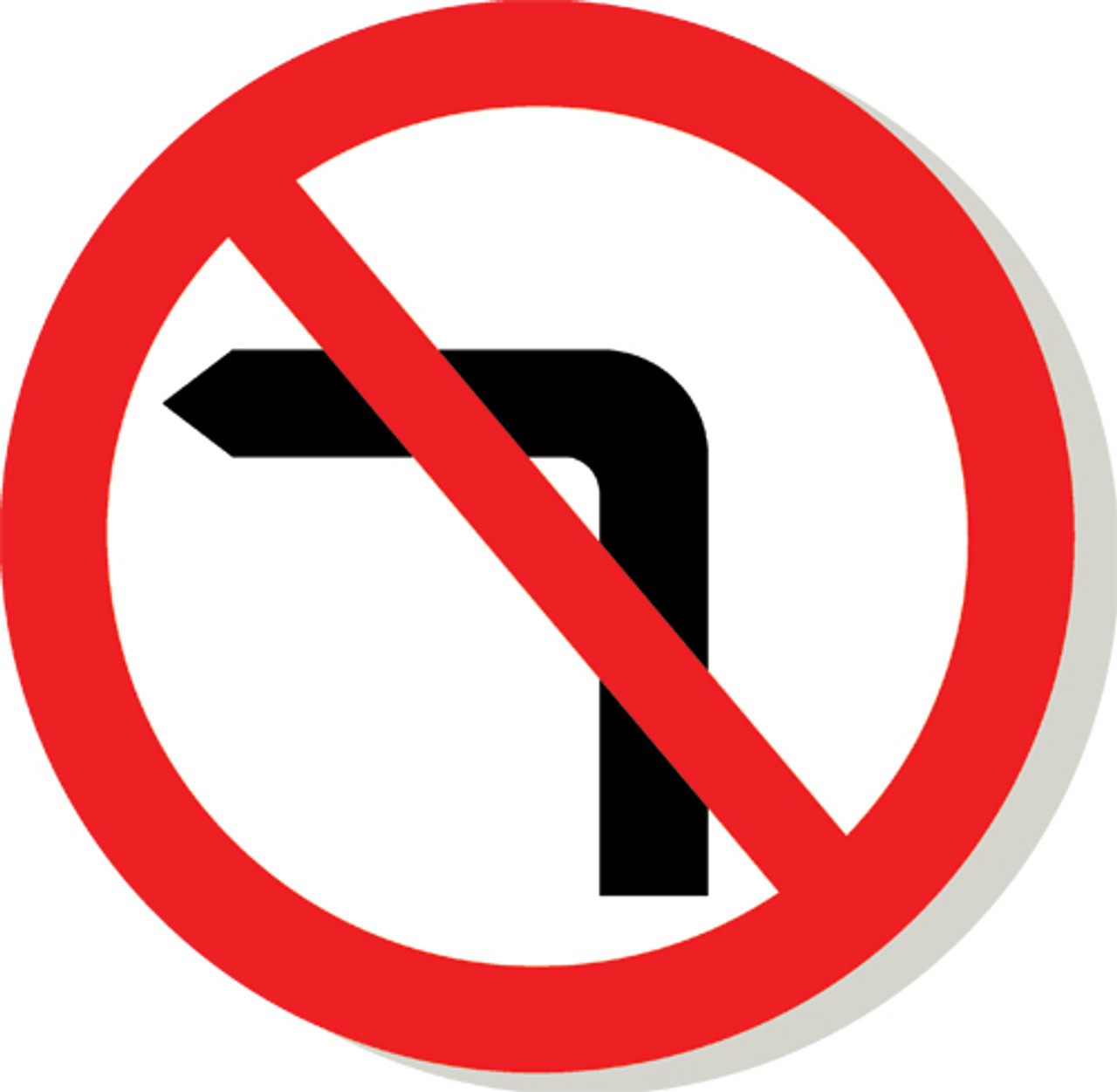 No turning left sign