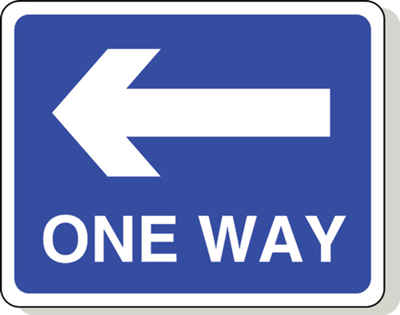 One way left road sign