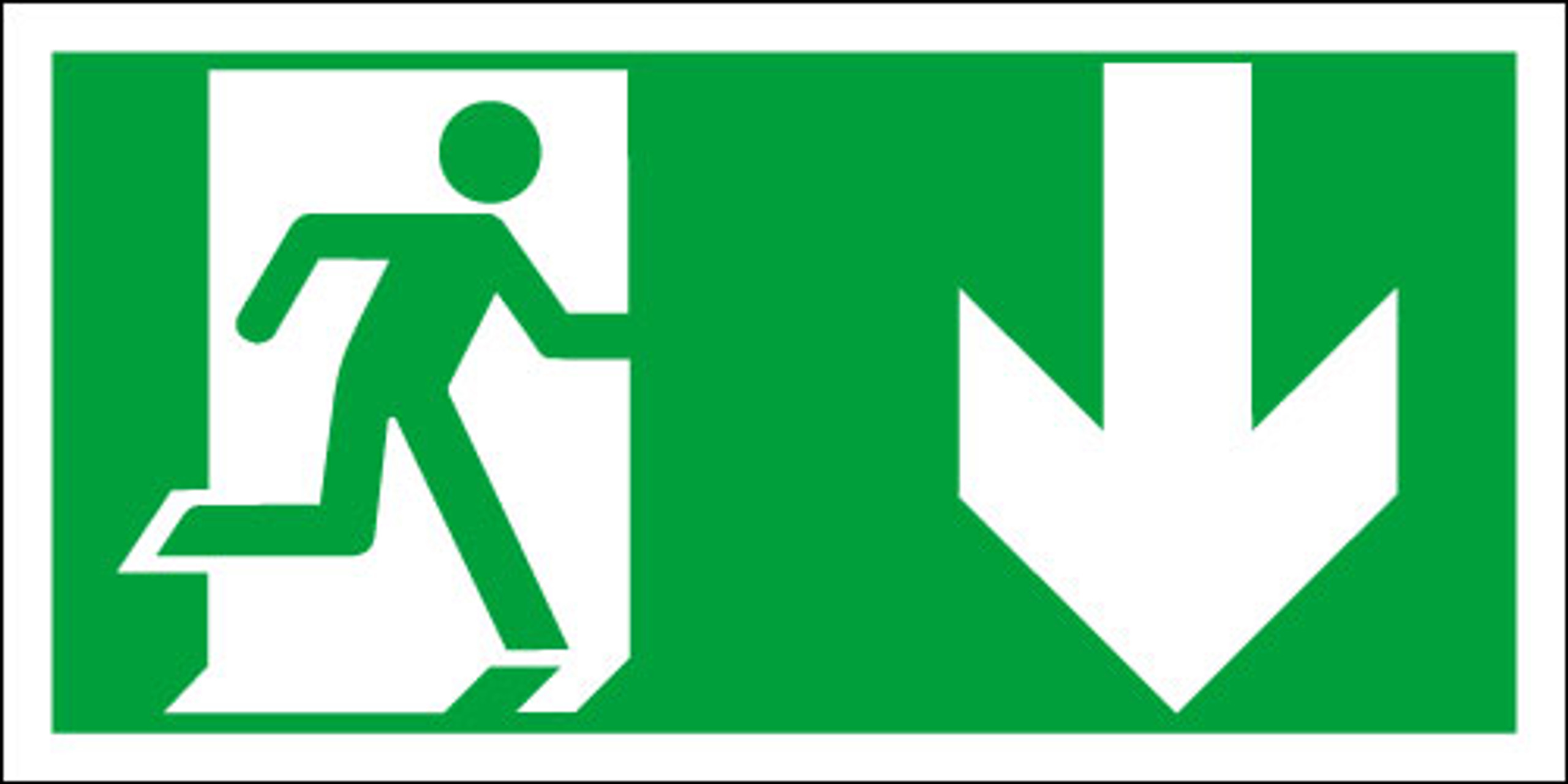 Fire Exit Sign Running Man Down Signs 2 Safety 2286