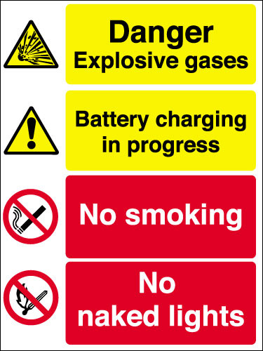 Danger Explosive gases Battery charging in progress sign Signs 2 Safety