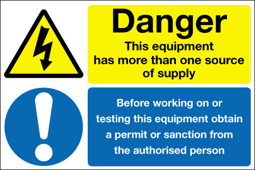 Danger this equipment has more than one source of supply sign Signs 2