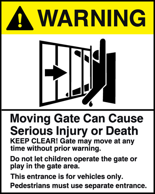 Warning Moving Gate Sign