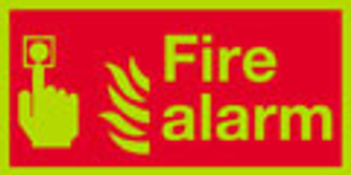 Photoluminescent fire alarm sign