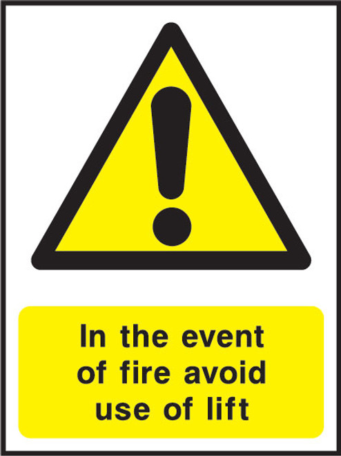 In the event of fire avoid use of lift