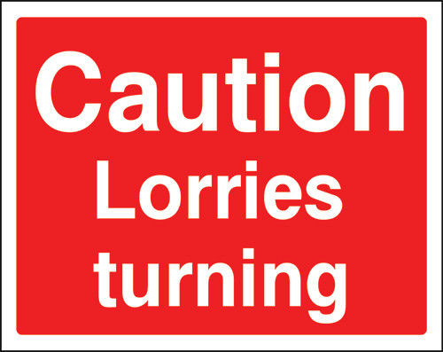 Caution lorries turning sign