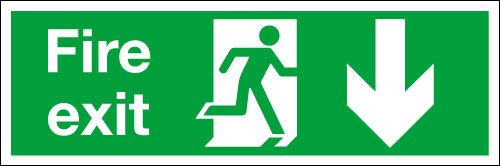 Warehouse Fire exit down sign