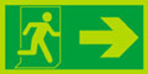 Night glo fire exit sign, Running man Arrow right