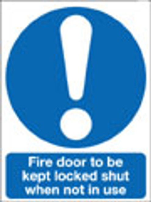 Fire door sign, to be kept locked shut when not in use