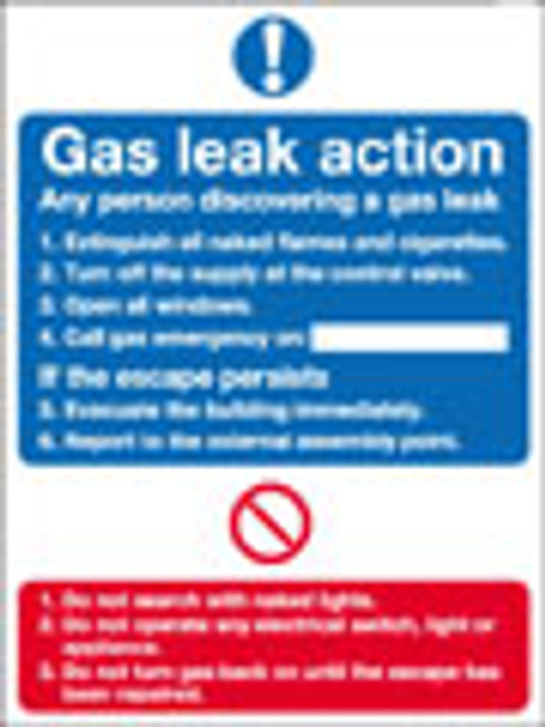 Gas leak action notice