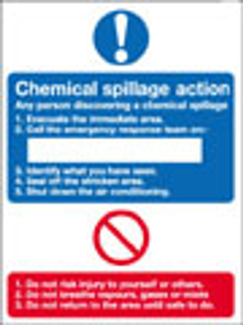 Chemical spillage action sign