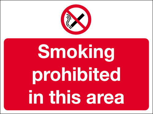 Smoking prohibited in this area sign