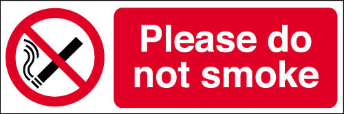 Please do not smoke safety sign